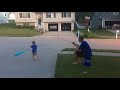 dad uses fishing rod to teach son how to hit a baseball 990820