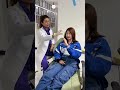 funny girl during injection