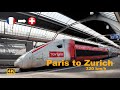 🇨🇭 Riding France to Switzerland - Fastes 🚄 Direct Train From Paris To Zurich [4K]