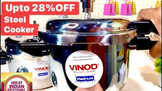 💥Vinod Platinum triply Steel Cooker 3L,5LAmazon Great Indian Festival Kitchen Deals