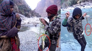 dharme brother's daughter \u0026 son taking fishing trap in the river early in the morning