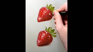 Drawing realistic strawberry/ drawing realistic Fruit/ how to draw strawberry/ strawberry Drawing