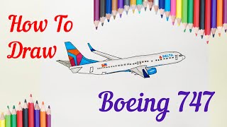 How to draw a airplane Boeing 747 Delta
