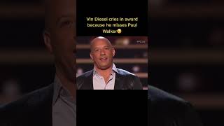 Vin Diesel Cries In An Award After Missing The Late Paul Walker #shorts #fastandfurious #subscribe