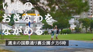 【沖縄】2021年9月_コロナ禍の国際通り裏手の公園_ストリートバスケ_夕6時_BGM無解説【固定カメラ】