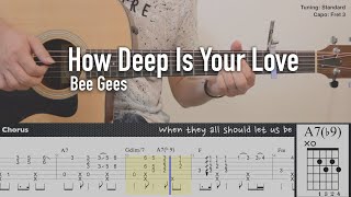 How Deep Is Your Love - Bee Gees | Fingerstyle Guitar | TAB tutorial + Chords + Lyrics
