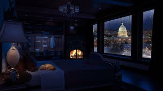 Rest In The Luxury president  Room In Washington D.C | Sound Rain , Fireplace For Sleep And Relaxing