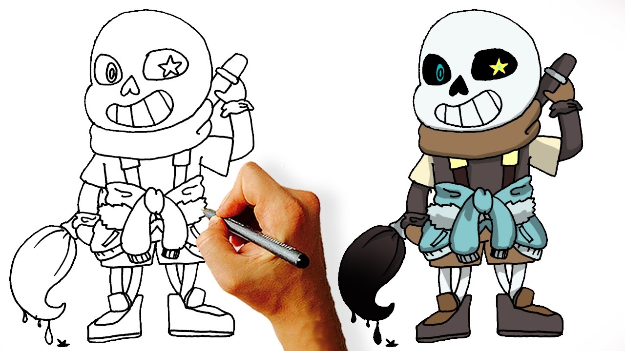 How To Draw Ink Sans Step By Step - YouTube