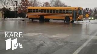 Bus captured on video sliding down icy road in Eden Prairie