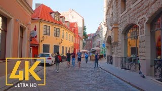 Streets of Riga, Latvia - 4K City Walking Tour with City Sounds