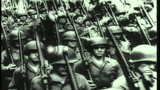 French and U.S. troops celebrate Bastille Day in liberated Cherbourg. HD Stock Footage