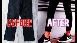 DIY Joggers from Baggy Pants / How to Make Sweatpants into Joggers Upcycled Transformation Tutorial