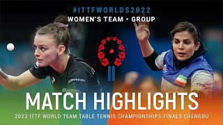 Highlights | Sarah De Nutte (LUX) vs Neda Shahsavari (IRI) | WT Grps | #ITTFWorlds2022