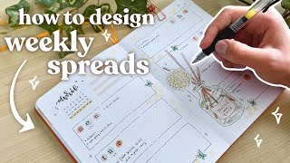 how to make a bullet journal WEEKLY SPREAD 🫐 how i design & layout bujo spreads