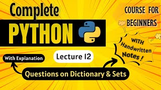 *Questions on Dictionary & Sets* | Python Full course for Beginners | Lecture 12