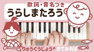 【ピアノ】うらしまたろう うた 童謡【歌詞/音名つき】トイピアノ おもちゃ楽器 ミニピアノ 子守歌 寝かしつけ 32鍵盤 25鍵盤 楽譜