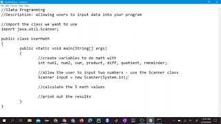 Intro to Java Video 4: Math with User Input