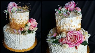 طريقة تزيين كيكة زواج او خطوبة How To Decorate A Wedding Cake