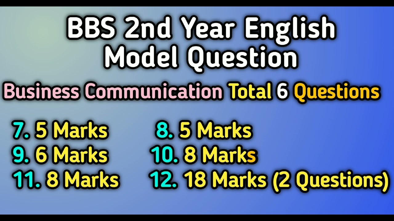 BBS 2nd Year English Model Questions 2022 |BBS 2nd Year Vision | BBS ...