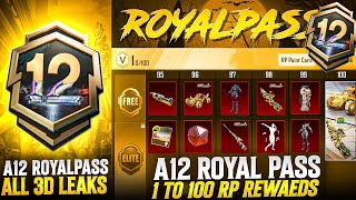 A12 Royal Pass \u0026 Bonus Pass Leaks | 100 Rp Mythic Outfit | Upgradable Skin |PUBGM