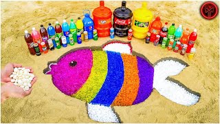 Experiment: How to make Rainbow Fish with Orbeez, Giant Coca Cola vs Mentos and Popular Sodas New