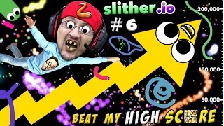 SLITHER.io #6: BEAT MY HIGHSCORE!  Low Quality is Awesome! (FGTEEV Duddy Worm Snake Gameplay)