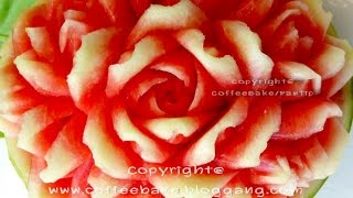 แกะสลักแตงโมลายดอกกุหลาบ แบบที่4Watermelon Rose Carving@4