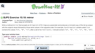 Java Practice It | Exercise 10.18: mirror | ArrayList, collections, array list