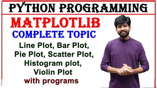 python matplotlib complete topic | line plot, bar plot, scatter plot, histogram, pie and violin plot