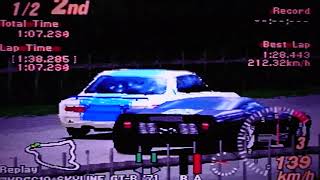 GRAN TURISMO 2 ヒストリックカーカップ Ｒスカイライン ＫＰＧＣ10 ＧＴＲで グリンデルワルドサーキット 参戦 最終ラップゴール直前もデッドヒート ごちゃごちゃレース