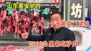 山东黄安“驴肉大王”，一天能卖11头驴，现宰8岁壮年农田干活驴【户外彬970吃吃喝喝】