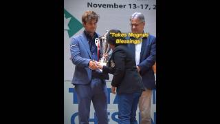 Magnus Carlsen’s Proud Reaction to Dristy’s Gesture ☺️ #magnuscarlsen #respect #chess #ytshorts