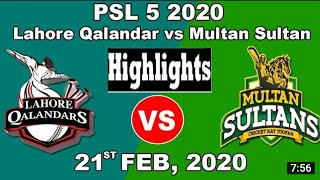 Sultans vs Lahore qulander Highlights | Match 3 | 21 Feb 2020 | HBL PSL 2020