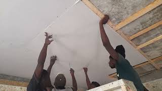Building a house in Jamaica step by step || Living room ceiling drywall installation || Dream House