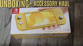 Yellow Nintendo Switch Lite UNBOXING + Accessory HAUL!!