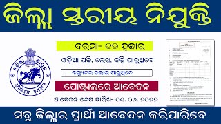 ଜିଲ୍ଲା ସ୍ତରୀୟ ନିଯୁକ୍ତି ସୁଯୋଗ । District Level Job in odisha