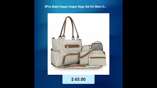 8Pcs Baby Nappy Diaper Bags Set for Mom Dad Mummy Handbags Multifunctional Diaper Changing Bags w...