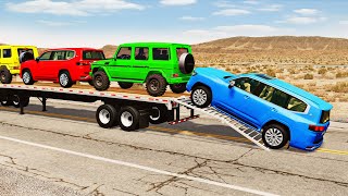 Flatbed Truck Mcqueen  | Transportation with Truck - Pothole vs Car #206  - BeamNG.Drive