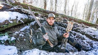 Geheimen Shelter mitten im Wald bei 0 Grad bauen