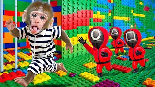 KiKi Monkey Escape Chase Adventure and Squid Game 2 with LEGO Toys Collection | KUDO ANIMAL KIKI