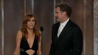 Hillarious Kristen Wiig and Will Ferrell present at the Golden Globe awards 2013