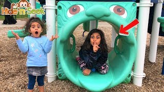 Sally HIDE AND SEEK Pretend Play with Deema at the playground!!!