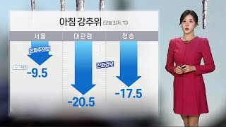 [날씨] 주말 아침 곳곳 -15'C 안팎 강추위…서해안·제주 눈 / 연합뉴스TV (YonhapnewsTV)