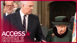 Prince Andrew Escorts Queen Elizabeth To Prince Philip's Memorial Service