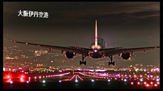 伊丹空港／千里川土手からの夜景　Night view of Itami Airport