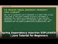 Spring Dependency Injection EXPLAINED! 🤯 Java Tutorial for Beginners & Developers | Learn DI