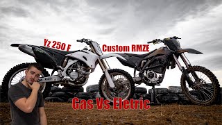 Gas Vs Electric Dirt Bikes || Custom RMZE QS Motor, Ebmx X9000, Ultra Bee Battery Vs YZ 250F