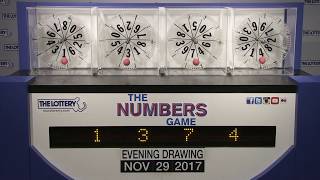 Evening Numbers Game Drawing: Wednesday, November 29, 2017