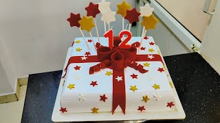 Simple fondant birthday cake design/ Easy fondant birthday cake/ 2kg fondant cake design