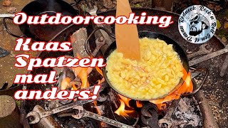 Outdoor cooking, die einfachsten bushcraft Gerichte, Lagerfeuer Kässpatzen